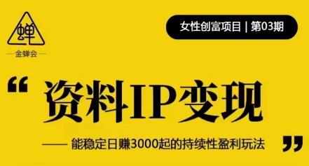 资料IP变现，能稳定日赚3000起的持续性盈利玩法_中创网