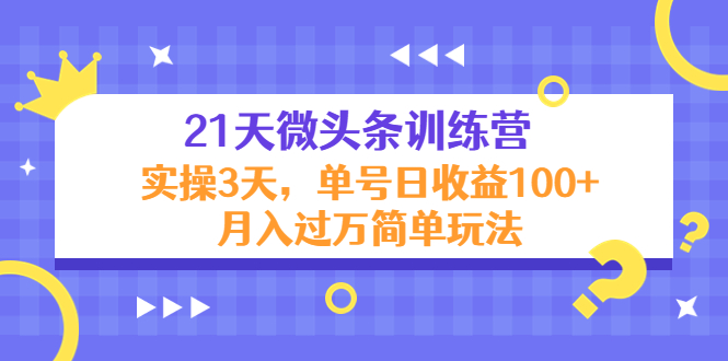 21天微头条训练营，实操3天，单号日收益100+月入过万简单玩法_中创网