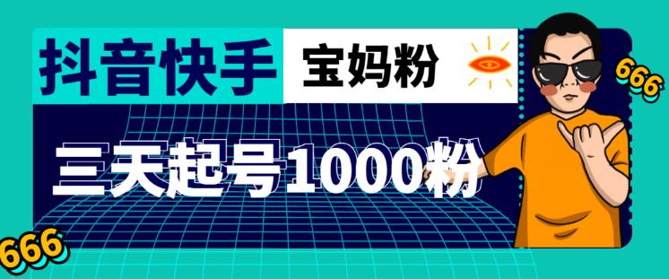 抖音快手三天起号涨粉1000宝妈粉丝的核心方法【详细玩法教程】_中创网