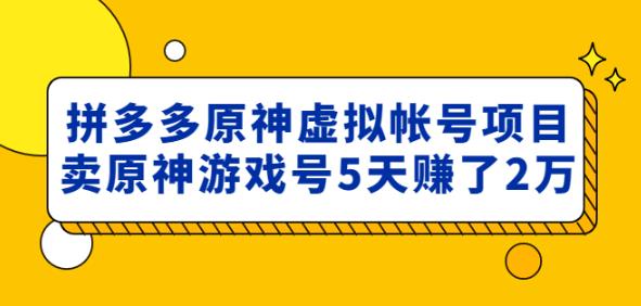 外面卖2980的拼多多原神虚拟帐号项目：卖原神游戏号5天赚了2万_中创网