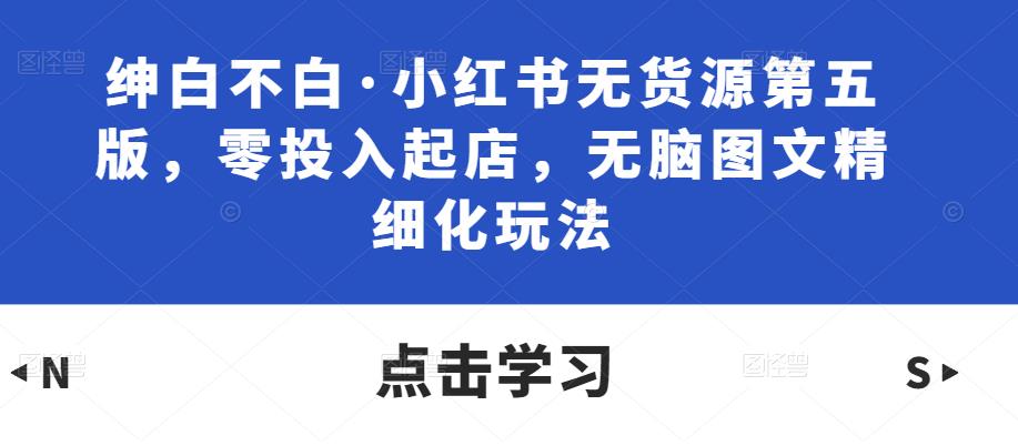 绅白不白·小红书无货源第五版，零投入起店，无脑图文精细化玩法_中创网