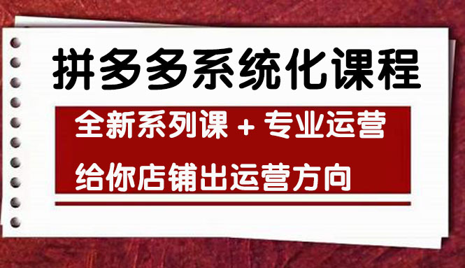 （4259期）车神陪跑，拼多多系统化课程，全新系列课+专业运营给你店铺出运营方向_中创网