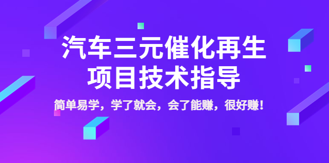 （3746期）汽车三元催化再生项目技术指导，简单易学，学了就会，会了能赚，很好赚！_中创网