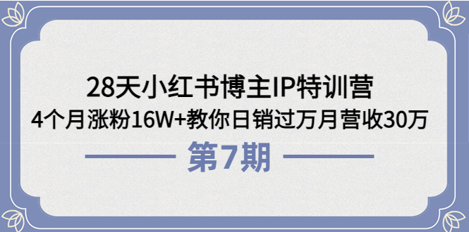 （3745期）28天小红书博主IP特训营《第6+7期》4个月涨粉16W+教你日销过万月营收30万_中创网