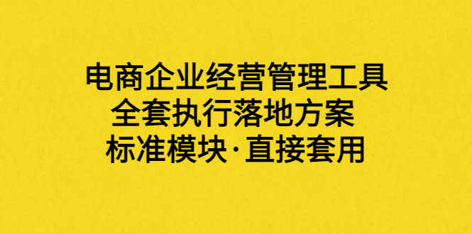 （3439期）外面卖198·电商企业经营管理工具：全套执行落地方案 标准模块·直接套用_中创网