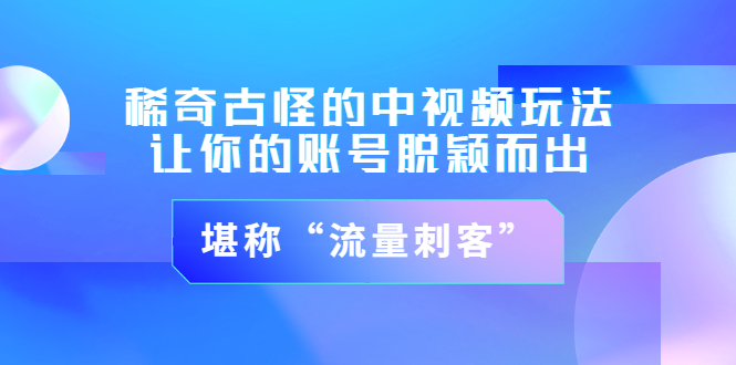 （3159期）稀奇古怪的中视频玩法，让你的账号脱颖而出，堪称“流量刺客”（图文+视频)_中创网