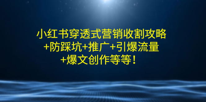 （2907期）小红书穿透式营销收割攻略+防踩坑+推广+引爆流量+爆文创作等等！_中创网