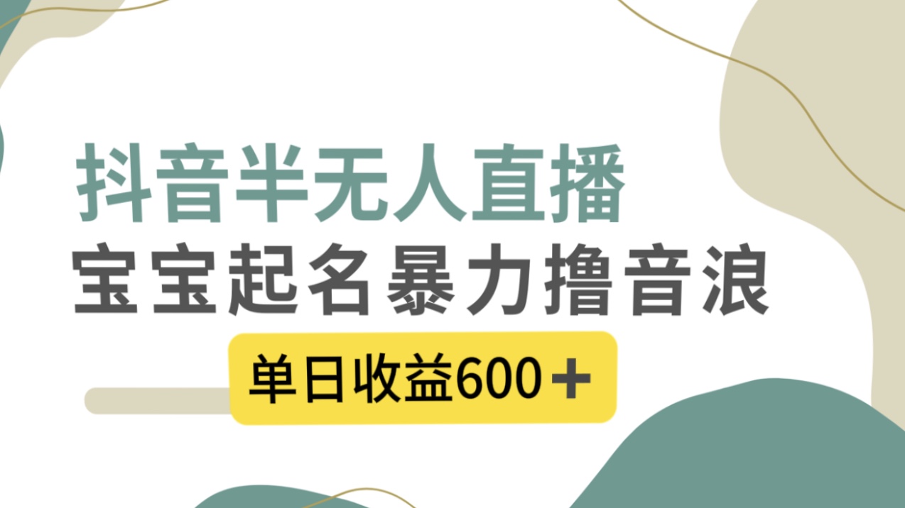 （8222期）抖音半无人直播，宝宝起名，暴力撸音浪，单日收益600+_中创网