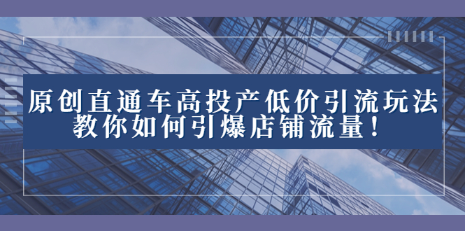 （8227期）原创直通车高投产低价引流玩法，教你如何引爆店铺流量！_中创网