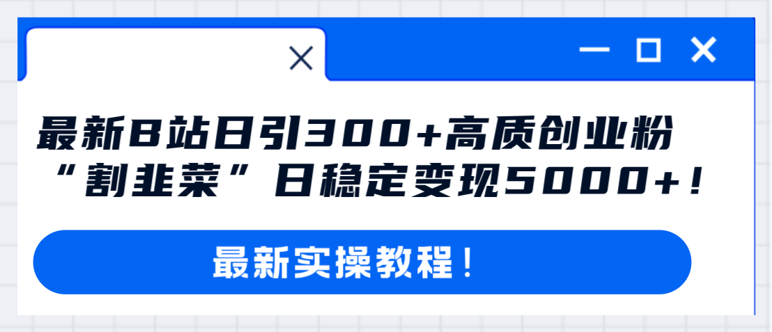 （8246期）最新B站日引300+高质创业粉教程！“割韭菜”日稳定变现5000+！_中创网