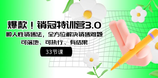 （8601期）爆款！销冠特训营3.0之顺人性销售法，全方位解决销售难题、可落地、可执行、有结果_中创网