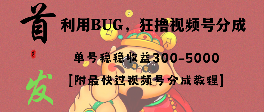 （8577期）全网独家首发，视频号BUG，超短期项目，单号每日净收益300-5000！_中创网