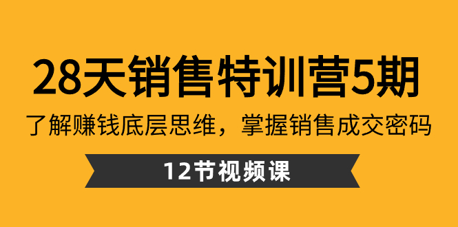 （8688期）28天销售特训营5期：了解赚钱底层思维，掌握销售成交密码（12节课）_中创网