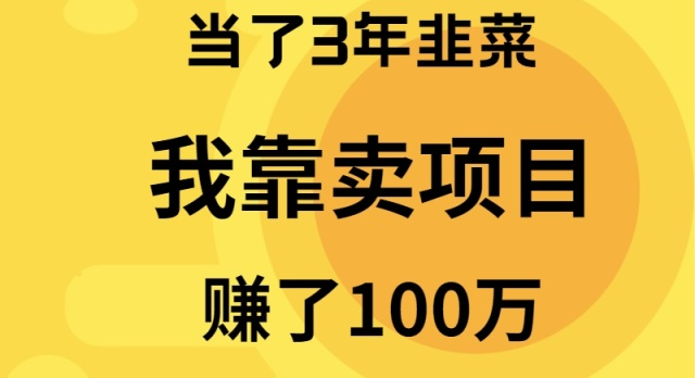 （9150期）当了3年韭菜，我靠卖项目赚了100万_中创网