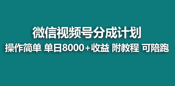 （8962期）【蓝海项目】视频号分成计划最新玩法，单天收益8000+，附玩法教程，24年好项目_中创网