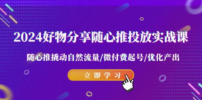 （9069期）2024好物分享-随心推投放实战课 随心推撬动自然流量/微付费起号/优化产出_中创网