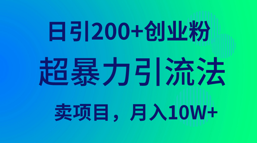 （9730期）超暴力引流法，日引200+创业粉，卖项目月入10W+_中创网