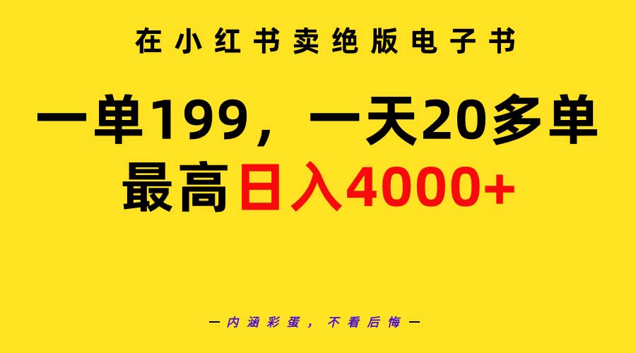 （9470期）在小红书卖绝版电子书，一单199 一天最多搞20多单，最高日入4000+教程+资料_中创网