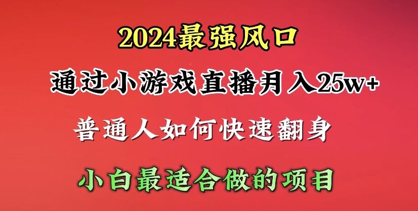 （10105期）2024年最强风口，通过小游戏直播月入25w+单日收益5000+小白最适合做的项目_中创网