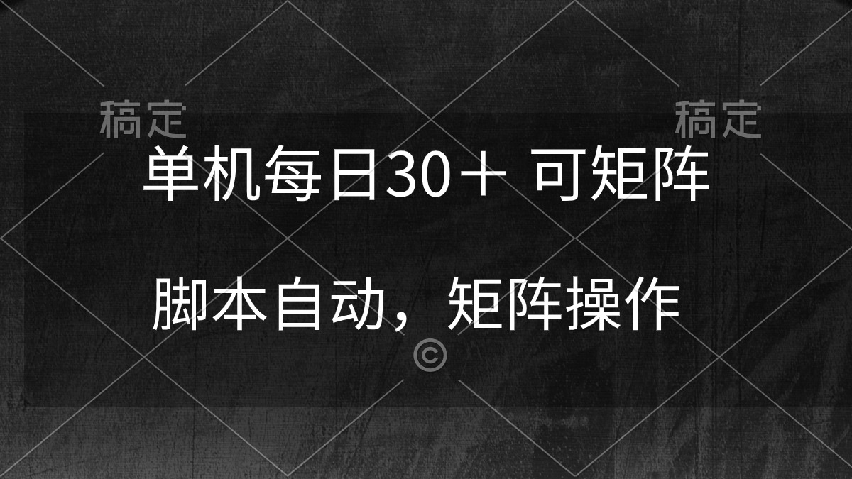 （10189期）单机每日30＋ 可矩阵，脚本自动 稳定躺赚_中创网