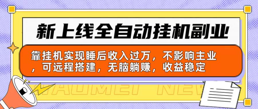 （10686期）新上线全自动挂机副业：靠挂机实现睡后收入过万，不影响主业可远程搭建_中创网