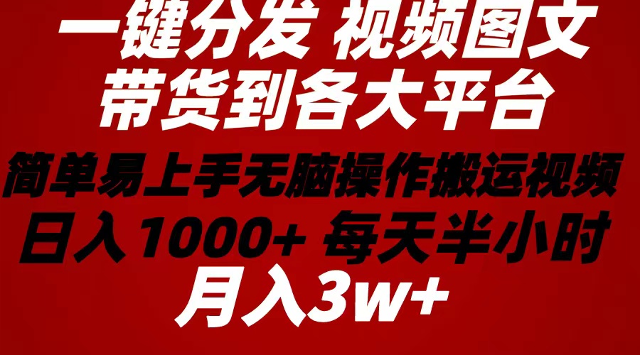 （10769期）2024年 一键分发带货图文视频 简单易上手 无脑赚收益 每天半小时日入1000+_中创网