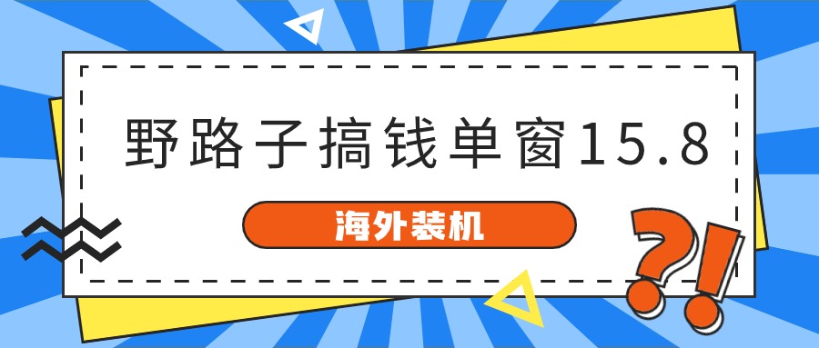 （10478期）海外装机，野路子搞钱，单窗口15.8，已变现10000+_中创网