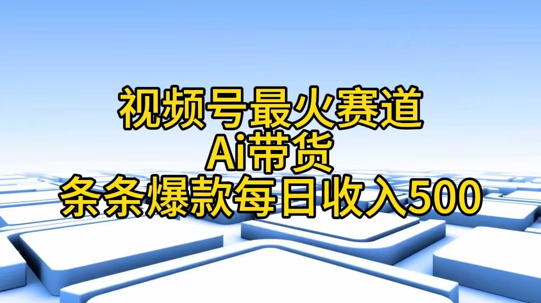 （11144期）视频号最火赛道——Ai带货条条爆款每日收入500_中创网