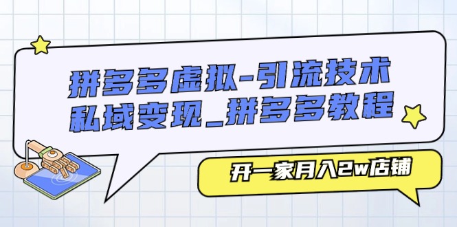 （11160期）拼多多虚拟引流技术与私域变现_拼多多教程：开一家月入2w店铺_中创网