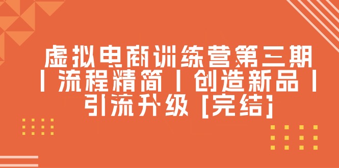 （11066期）虚拟电商训练营第三期丨流程精简丨创造新品丨引流升级 [完结]_中创网