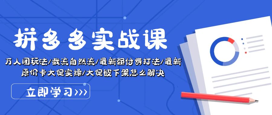 （10971期）拼多多实战课：万人团玩法/截流自然流/最新强付费打法/最新原价卡大促实操_中创网