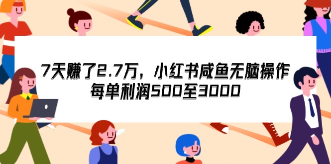 （12192期）7天收了2.7万，小红书咸鱼无脑操作，每单利润500至3000_中创网