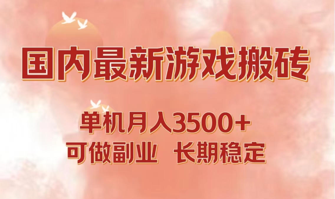 （12775期）国内最新游戏打金搬砖，单机月入3500+可做副业 长期稳定_中创网