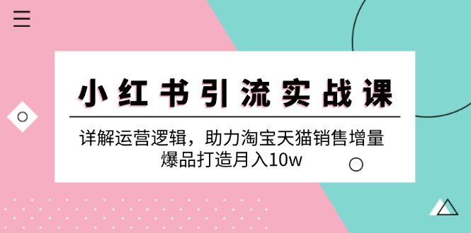 （12809期）小红书引流实战课：详解运营逻辑，助力淘宝天猫销售增量，爆品打造月入10w_中创网