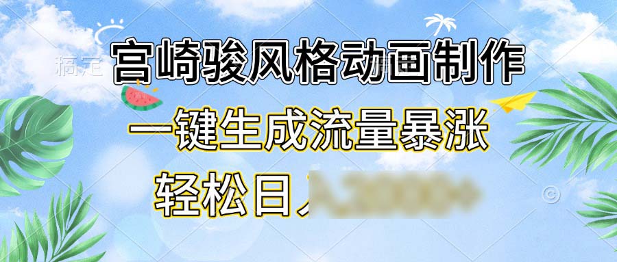 （13386期）宫崎骏风格动画制作，一键生成流量暴涨，轻松日2个4位数_中创网