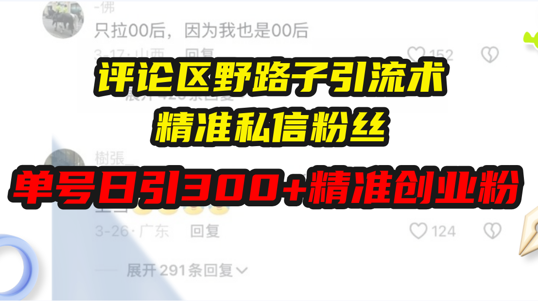 （13676期）评论区野路子引流术，精准私信粉丝，单号日引流300+精准创业粉_中创网