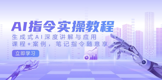 （14097期）AI指令实操教程，生成式AI深度讲解与应用，课程+案例，笔记指令随意享_中创网